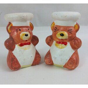 Vintage GKRO Chef Bears 3.25" Salt & Pepper Shakers